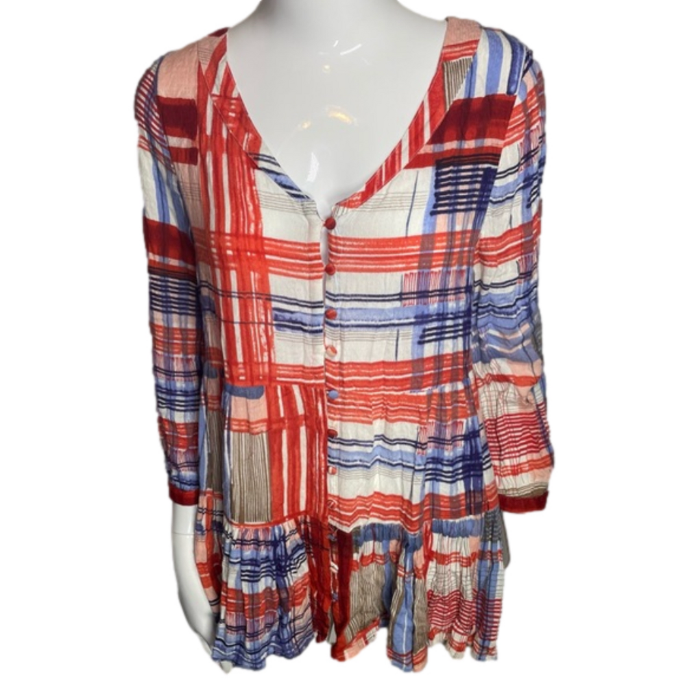 Anthropologie Maeve Plaid Lila Tunic, Size Medium